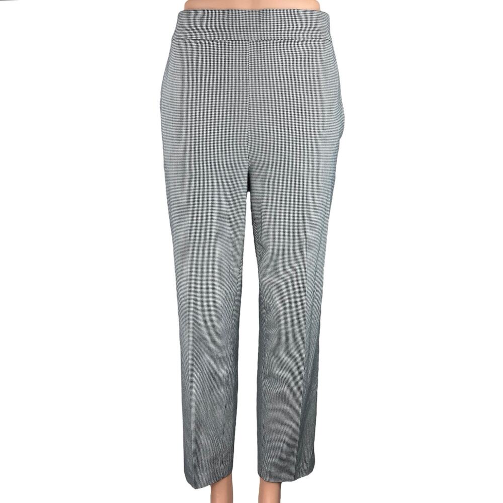 Aritzia Babaton Gray High Rise Houndstooth Plaid Straight Slim Trouser Pants 10